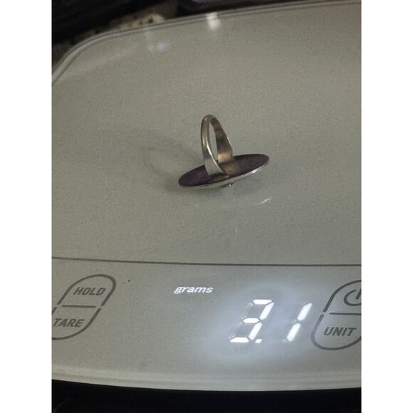 Vintage Navajo Native American Sterling Silver Coral & Turquoise Leaf Ring Sz 7 - Picture 6 of 6